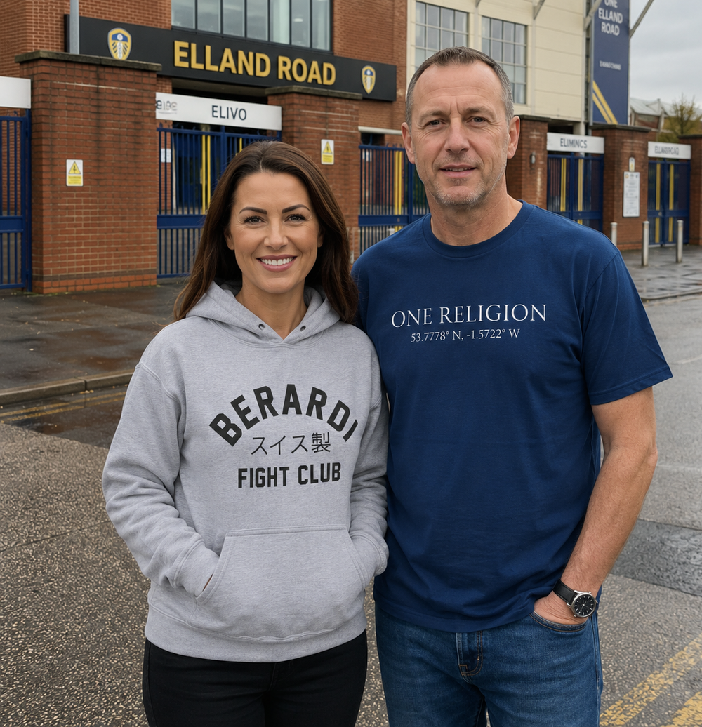 Forever Leeds fan in the Leeds County Arcade