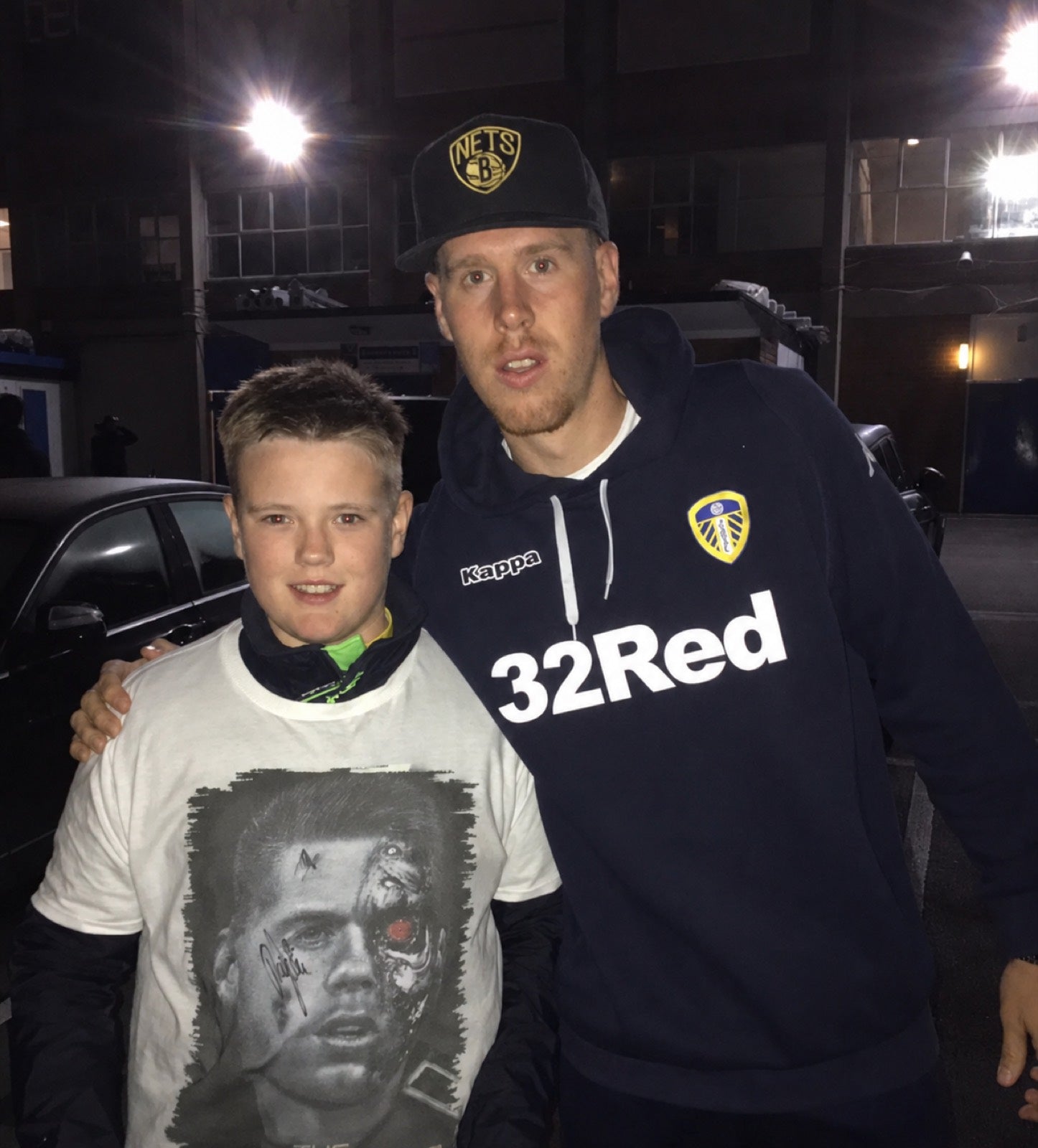 A fan with Pontus Jansson, who inspired the Janssonator design