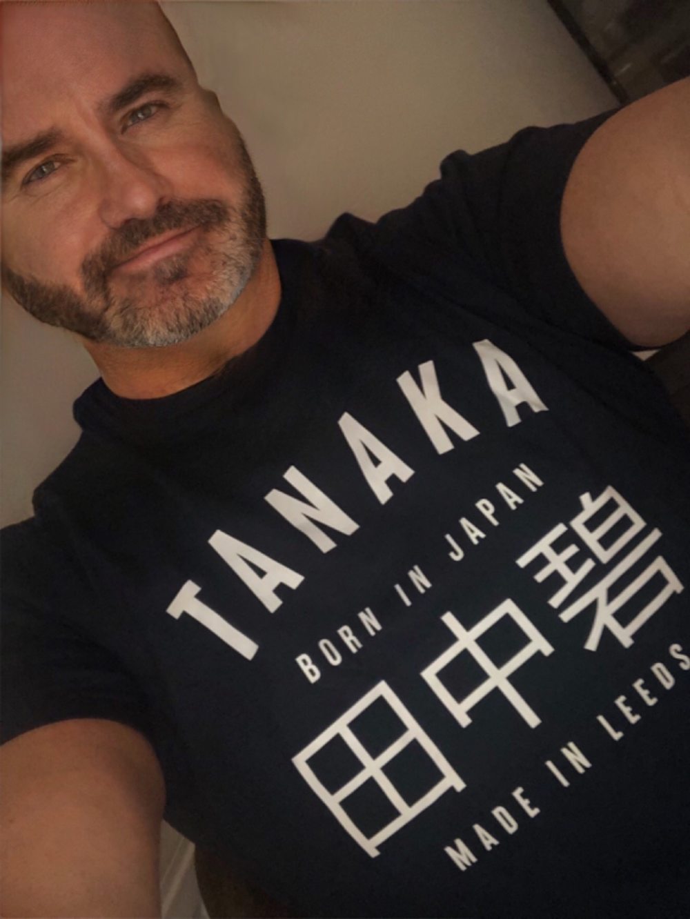 Customer selfie in the Tanaka tee
