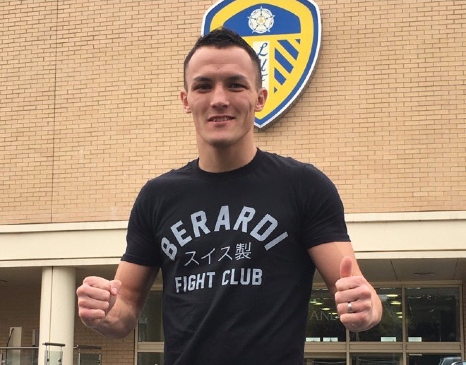 Gary with two-time featherweight world champion and Leeds fan Josh Warrington